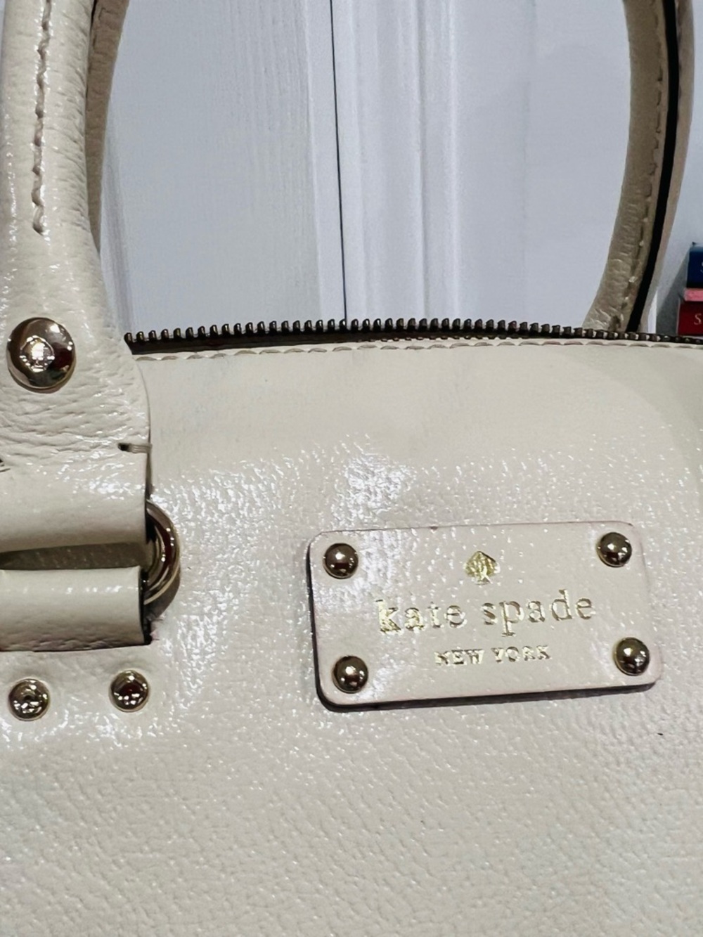 kate spade Cream Leather Satchel with Gold Hardware